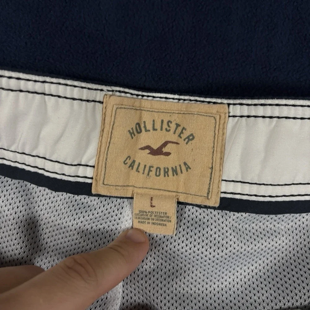 VTG Y2K Hollister Mens L Cargo Board Shorts Navy Blue Swim Trunks Baggy Surf